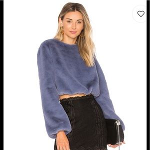 Lovers + friends faux fur teagan sweater sz XS